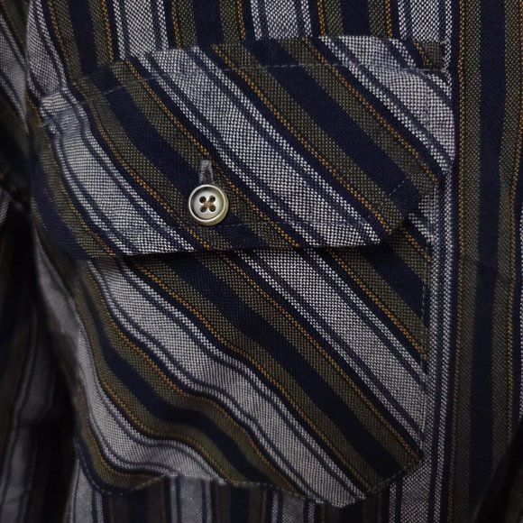 Northwest Territory Mens XL Blue Green Grey Striped Long Sleeve Button Shirt - Picture 4 of 12